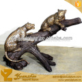 Decorative LIfe Size climbing on tree two Leopards Statue for garden decoration